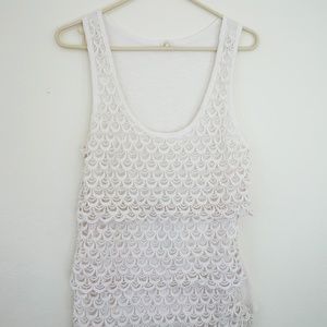 WHITE SCALLOPED JCREW BLOUSE SZ SM